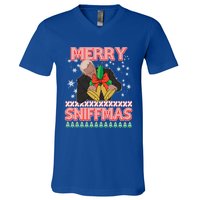 Anti Biden Ugly Christmas Funny Merry Sniffmas Xmas Funny Gift V-Neck T-Shirt