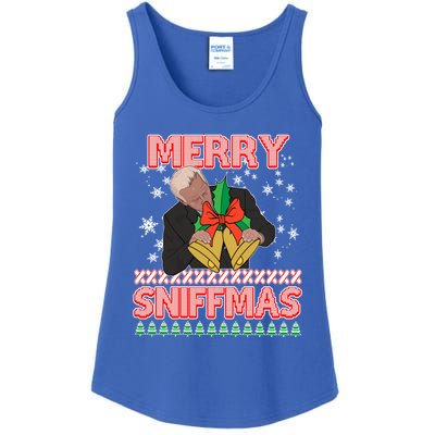 Anti Biden Ugly Christmas Funny Merry Sniffmas Xmas Funny Gift Ladies Essential Tank