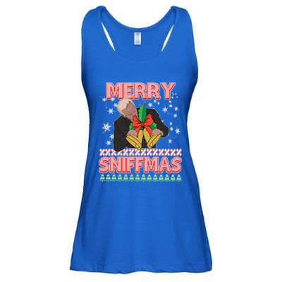 Anti Biden Ugly Christmas Funny Merry Sniffmas Xmas Funny Gift Ladies Essential Flowy Tank