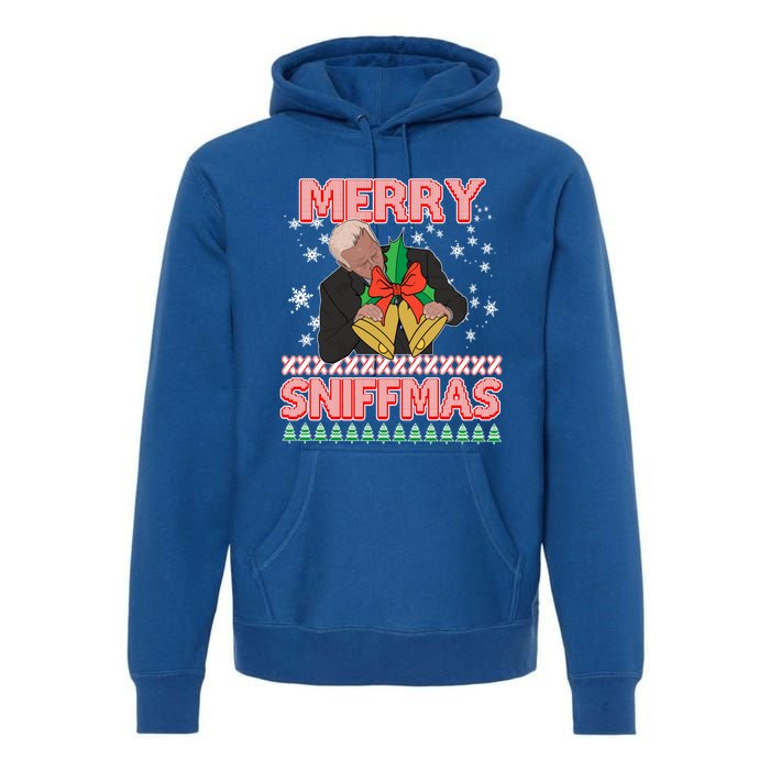 Anti Biden Ugly Christmas Funny Merry Sniffmas Xmas Funny Gift Premium Hoodie