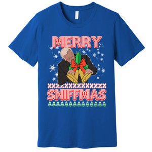 Anti Biden Ugly Christmas Funny Merry Sniffmas Xmas Funny Gift Premium T-Shirt