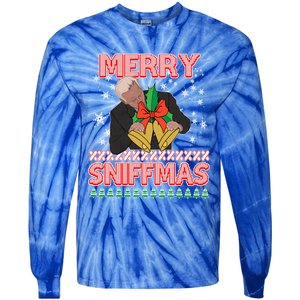 Anti Biden Ugly Christmas Funny Merry Sniffmas Xmas Funny Gift Tie-Dye Long Sleeve Shirt