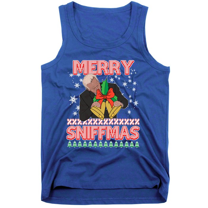 Anti Biden Ugly Christmas Funny Merry Sniffmas Xmas Funny Gift Tank Top