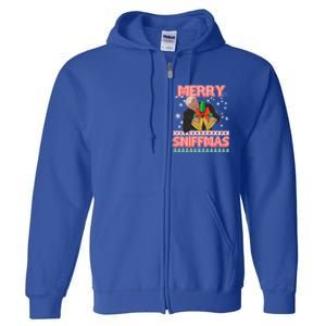 Anti Biden Ugly Christmas Funny Merry Sniffmas Xmas Funny Gift Full Zip Hoodie