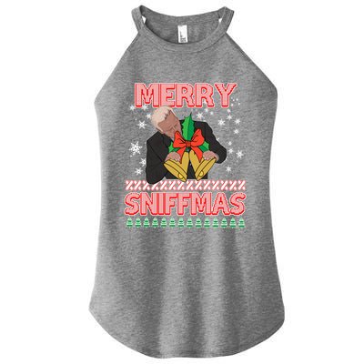 Anti Biden Ugly Christmas Funny Merry Sniffmas Xmas Funny Gift Women's Perfect Tri Rocker Tank