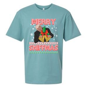 Anti Biden Ugly Christmas Funny Merry Sniffmas Xmas Funny Gift Sueded Cloud Jersey T-Shirt