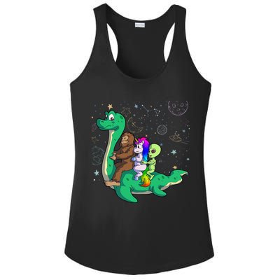 Alien Bigfoot Unicorn Riding Loch Ness Monster Halloween Ladies PosiCharge Competitor Racerback Tank