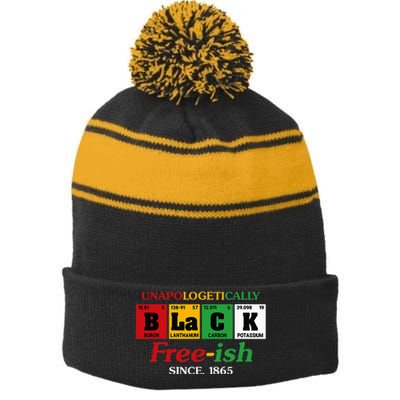 Africa Black Unapologetically Freeish Since 1865 Juneteenth Stripe Pom Pom Beanie