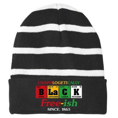 Africa Black Unapologetically Freeish Since 1865 Juneteenth Striped Beanie with Solid Band