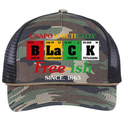 Africa Black Unapologetically Freeish Since 1865 Juneteenth Retro Rope Trucker Hat Cap