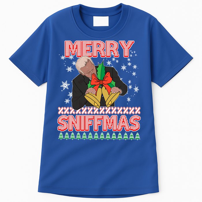 Anti Biden Ugly Christmas Funny Merry Sniffmas Xmas Great Gift Tall T-Shirt