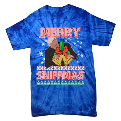 Anti Biden Ugly Christmas Funny Merry Sniffmas Xmas Great Gift Tie-Dye T-Shirt