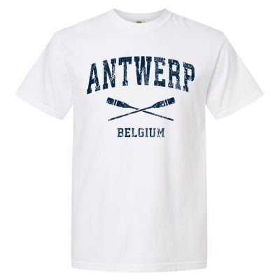 Antwerp Belgium Vintage Nautical Paddles Sports Oars Garment-Dyed Heavyweight T-Shirt