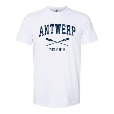 Antwerp Belgium Vintage Nautical Paddles Sports Oars Softstyle CVC T-Shirt