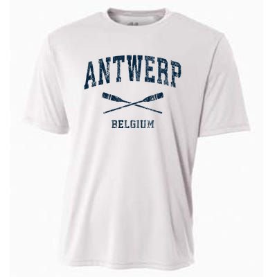 Antwerp Belgium Vintage Nautical Paddles Sports Oars Cooling Performance Crew T-Shirt