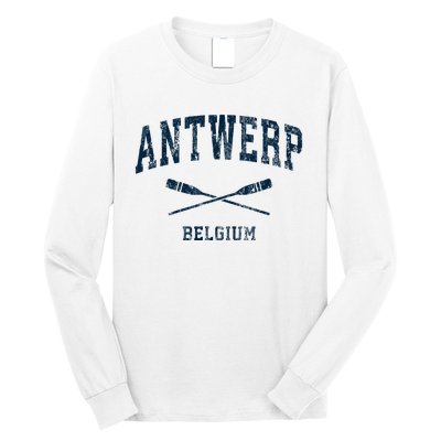 Antwerp Belgium Vintage Nautical Paddles Sports Oars Long Sleeve Shirt