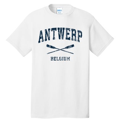 Antwerp Belgium Vintage Nautical Paddles Sports Oars Tall T-Shirt