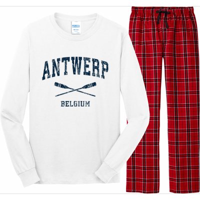 Antwerp Belgium Vintage Nautical Paddles Sports Oars Long Sleeve Pajama Set