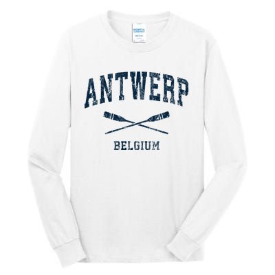 Antwerp Belgium Vintage Nautical Paddles Sports Oars Tall Long Sleeve T-Shirt