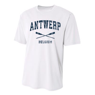 Antwerp Belgium Vintage Nautical Paddles Sports Oars Performance Sprint T-Shirt