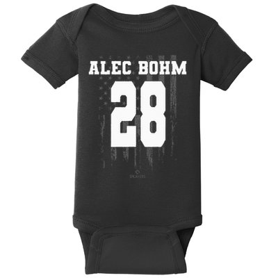 Alec Bohm Vintage Flag Baseball Philadelphia Major League Baby Bodysuit