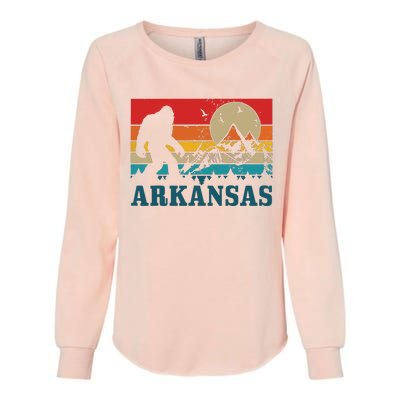 Arkansas Bigfoot Vintage Mountains Hiking Camping Gift Womens California Wash Sweatshirt