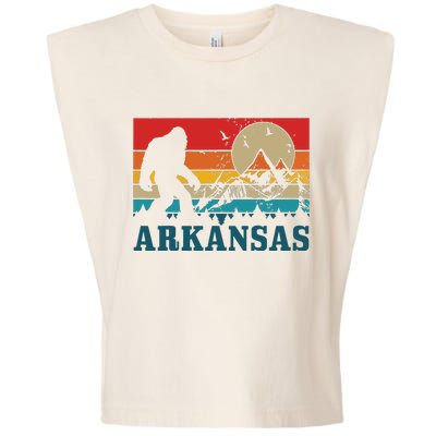 Arkansas Bigfoot Vintage Mountains Hiking Camping Gift Garment-Dyed Women's Muscle Tee