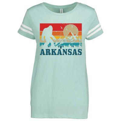 Arkansas Bigfoot Vintage Mountains Hiking Camping Gift Enza Ladies Jersey Football T-Shirt