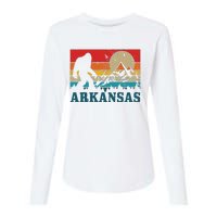 Arkansas Bigfoot Vintage Mountains Hiking Camping Gift Womens Cotton Relaxed Long Sleeve T-Shirt