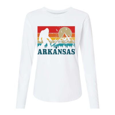 Arkansas Bigfoot Vintage Mountains Hiking Camping Gift Womens Cotton Relaxed Long Sleeve T-Shirt