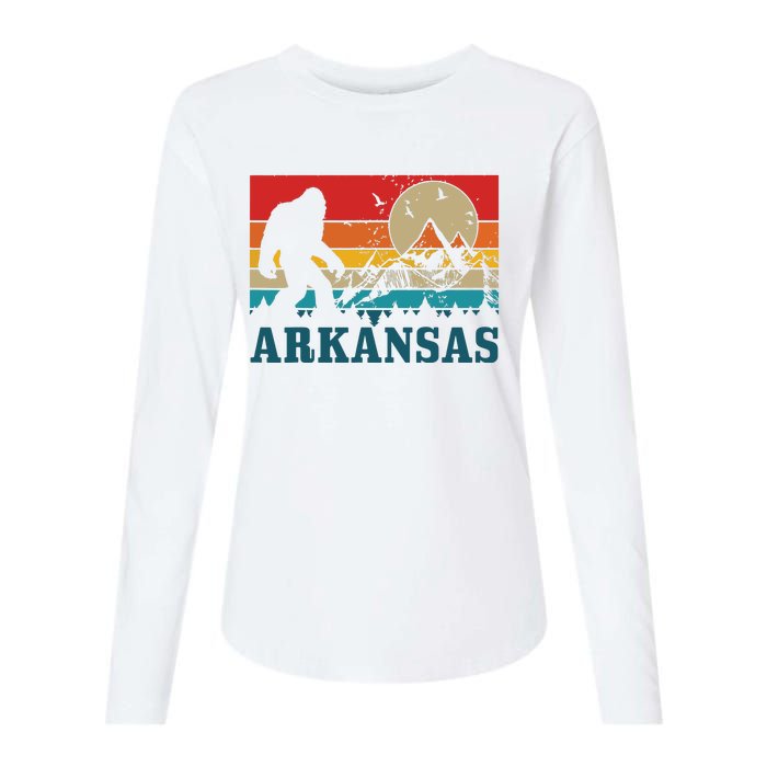 Arkansas Bigfoot Vintage Mountains Hiking Camping Gift Womens Cotton Relaxed Long Sleeve T-Shirt