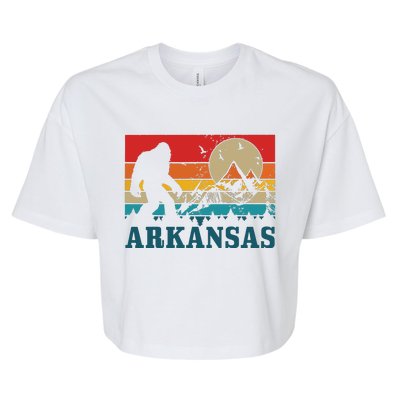 Arkansas Bigfoot Vintage Mountains Hiking Camping Gift Bella+Canvas Jersey Crop Tee