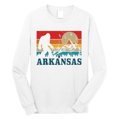 Arkansas Bigfoot Vintage Mountains Hiking Camping Gift Long Sleeve Shirt