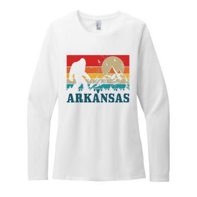 Arkansas Bigfoot Vintage Mountains Hiking Camping Gift Womens CVC Long Sleeve Shirt