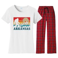 Arkansas Bigfoot Vintage Mountains Hiking Camping Gift Women's Flannel Pajama Set