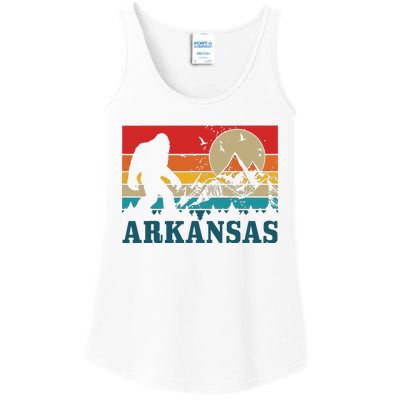 Arkansas Bigfoot Vintage Mountains Hiking Camping Gift Ladies Essential Tank