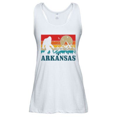 Arkansas Bigfoot Vintage Mountains Hiking Camping Gift Ladies Essential Flowy Tank