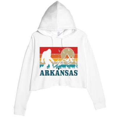 Arkansas Bigfoot Vintage Mountains Hiking Camping Gift Crop Fleece Hoodie