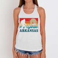 Arkansas Bigfoot Vintage Mountains Hiking Camping Gift Women's Knotted Racerback Tank