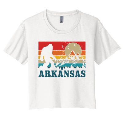 Arkansas Bigfoot Vintage Mountains Hiking Camping Gift Women's Crop Top Tee