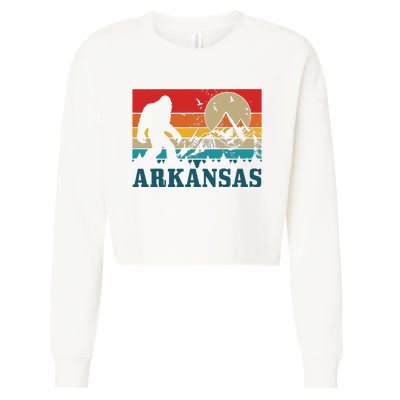 Arkansas Bigfoot Vintage Mountains Hiking Camping Gift Cropped Pullover Crew