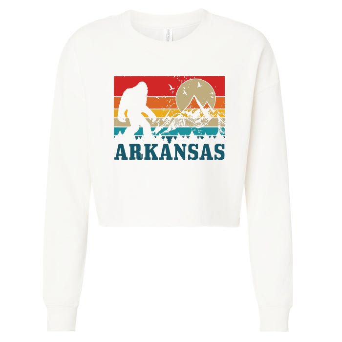 Arkansas Bigfoot Vintage Mountains Hiking Camping Gift Cropped Pullover Crew