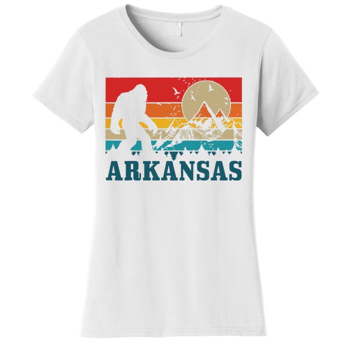 Arkansas Bigfoot Vintage Mountains Hiking Camping Gift Women's T-Shirt