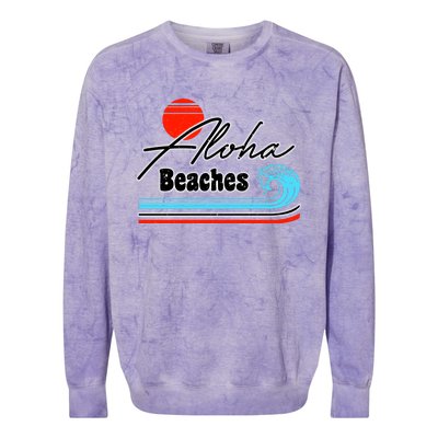 Aloha Beaches Vintage Retro Colorblast Crewneck Sweatshirt