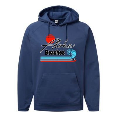 Aloha Beaches Vintage Retro Performance Fleece Hoodie