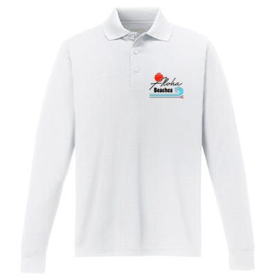 Aloha Beaches Vintage Retro Performance Long Sleeve Polo