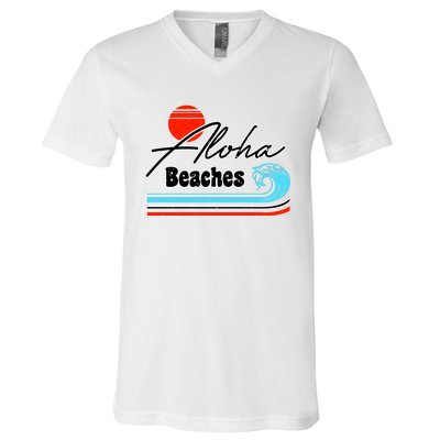 Aloha Beaches Vintage Retro V-Neck T-Shirt