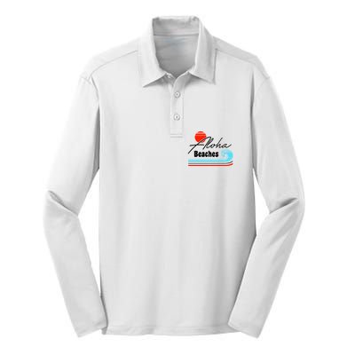 Aloha Beaches Vintage Retro Silk Touch Performance Long Sleeve Polo