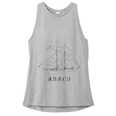 Abaco Bahamas Vintage Retro Classic Sailboat Vacation Ladies PosiCharge Tri-Blend Wicking Tank