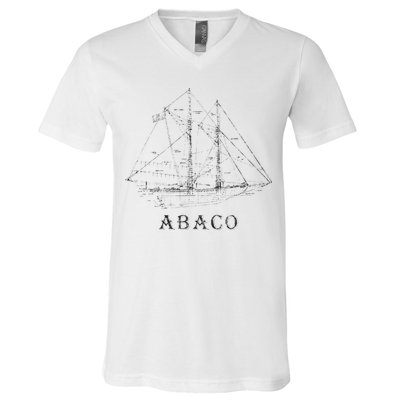 Abaco Bahamas Vintage Retro Classic Sailboat Vacation V-Neck T-Shirt